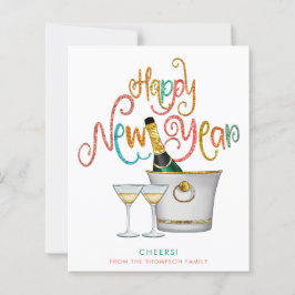 FELIZ ANO NOVO de Champanhe Dourado Glitter BUDGET