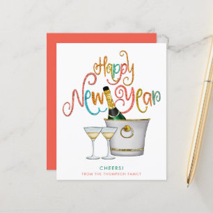 FELIZ ANO NOVO de Champanhe Dourado Glitter BUDGET