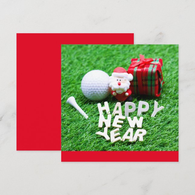 Feliz ano novo de Golfe com Papai Noel para Golfe (Frente/Verso)
