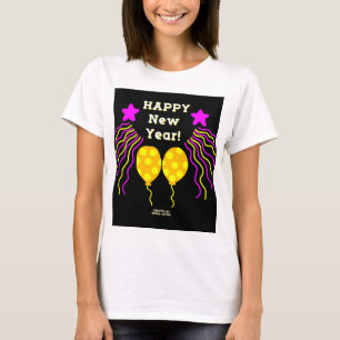 Feliz ano novo deseja camisa branca-base feminina