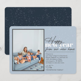 Feliz ano novo Movendo Anúncio Foto Azul