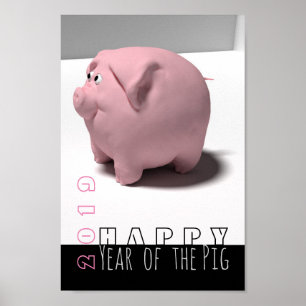 Feliz Ano PIg 2019, Poster vertical 3D giro