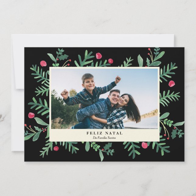 Feliz Aquarela natal | Cartão de Natal (Frente)