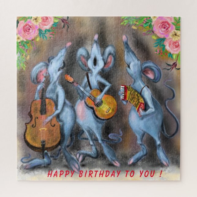 Feliz Banda de Mouse Engraçado Quebra-cabeça Seu T (Vertical)