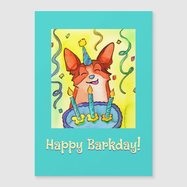 Feliz Barkday! Cartão de aniversário Corgi (Frente)