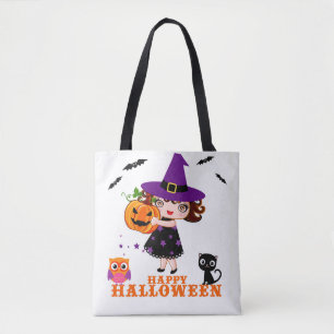 Feliz bolsa de bruxa bonitinha do Halloween
