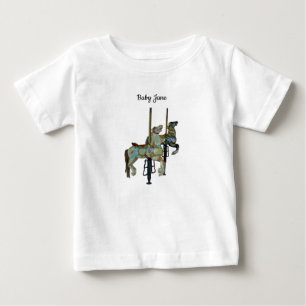 Feliz bonito Ir Redonda Cavalos Carrossel Camiseta