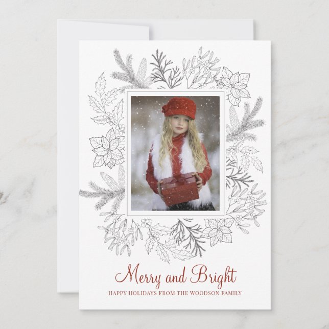 Feliz Bright Photo Holiday Girl In Snow Red (Frente)