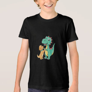 Feliz Camisa de Amizade Dino e Cão para Crianças