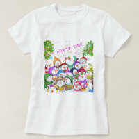 Feliz Camiseta de Natal Snowmans