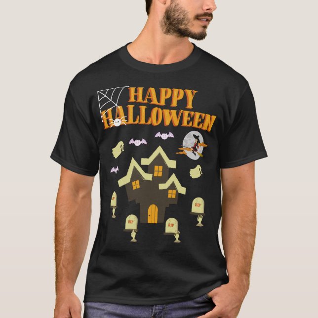 Feliz Camiseta Diversão de Halloween (Frente)
