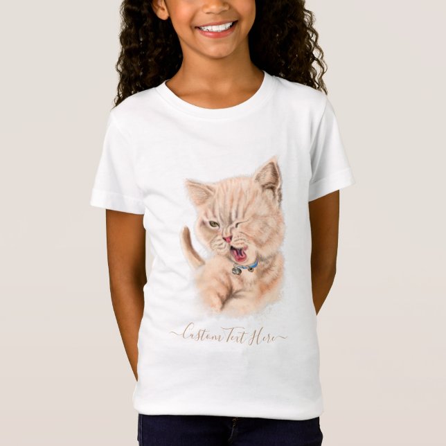 Feliz Camiseta Engraçado de Gato com Texto Persona (Frente)