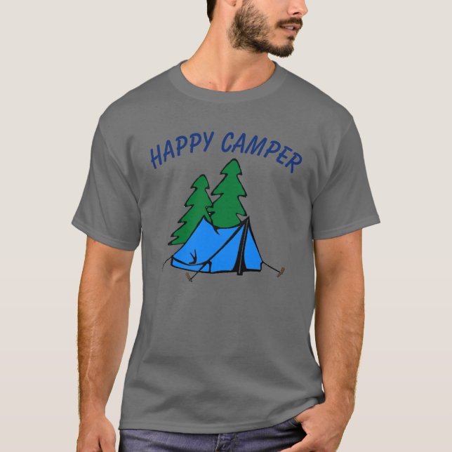Feliz Camper, tenda, edite texto, T-shirt (Frente)