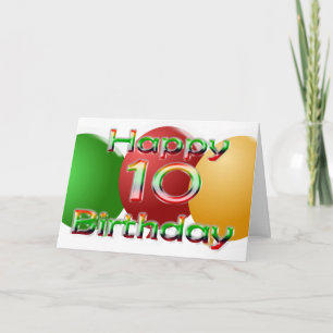 Feliz Cartão Balão de 10 Anos