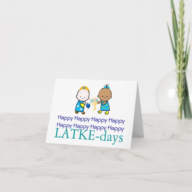 Feliz Cartão Chanukah de Dias LATKE (Frente)