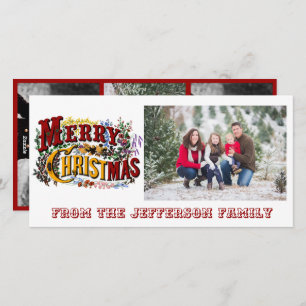 Feliz Cartão com fotos Branco de Natal