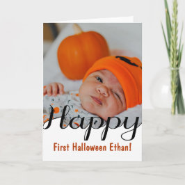Feliz cartão com fotos de bebê do 1º Halloween