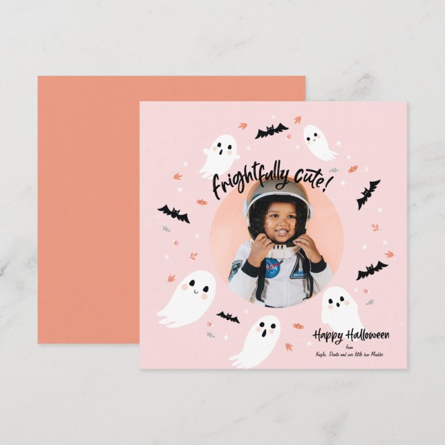 Feliz cartão com fotos de Halloween (Frente/Verso)