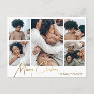 Feliz Cartão com fotos de Natal Cinco Imagens