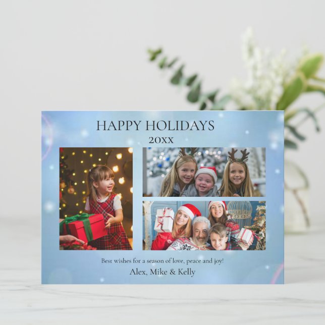 Feliz Cartão com fotos de Natal Três Imagens (Em pé/Frente)