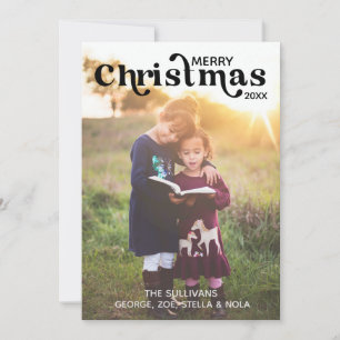 Feliz Cartão com fotos de Natal Vertical, Preto