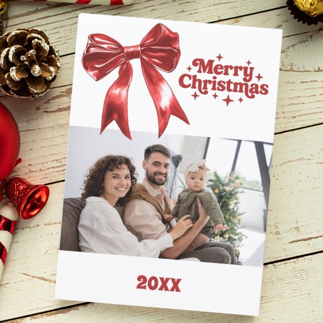 Feliz cartão com fotos vermelho do arco de Natal (Criador carregado)