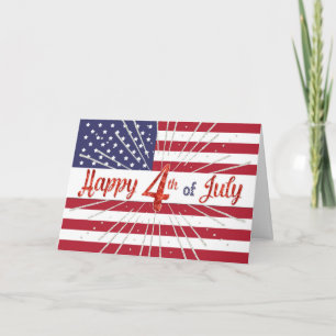 Feliz Cartão de 4 de julho - Bandeira Americana e