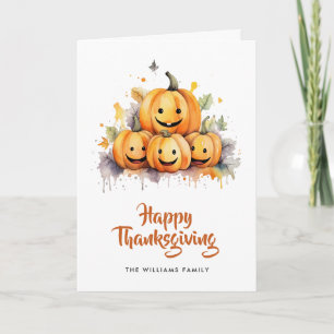 Feliz Cartão de Ação de Graças Feliz Pumpkins Foto