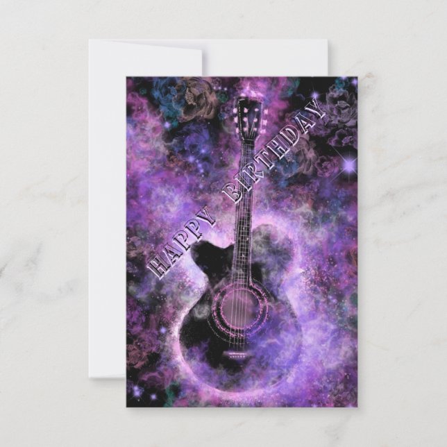Feliz Cartão de Aniversário com Design de Violão M (Frente)