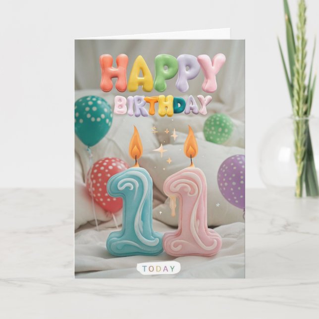 Feliz Cartão de Aniversário de 11 (Frente)