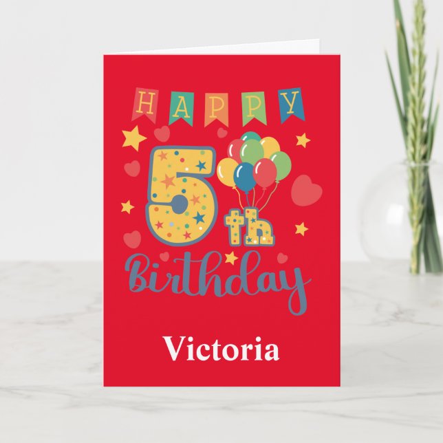 Feliz Cartão de Aniversário de 5 (Frente)