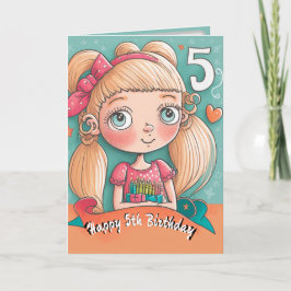 Feliz cartão de aniversário de 5 para Meninas
