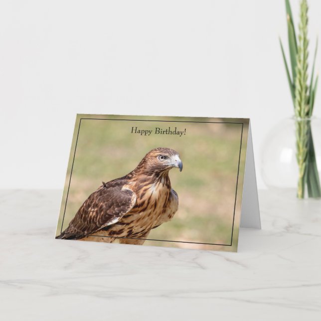Feliz Cartão de Aniversário de Falcão de Pé Vermel (Frente)