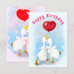 Feliz Cartão de Aniversário de Pato Casal Engraçad