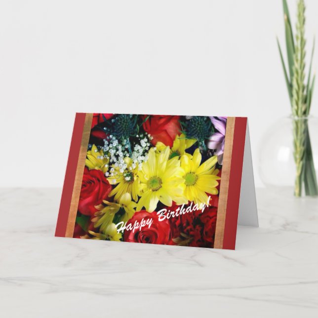 Feliz Cartão de Aniversário diga isso com flores (Frente)