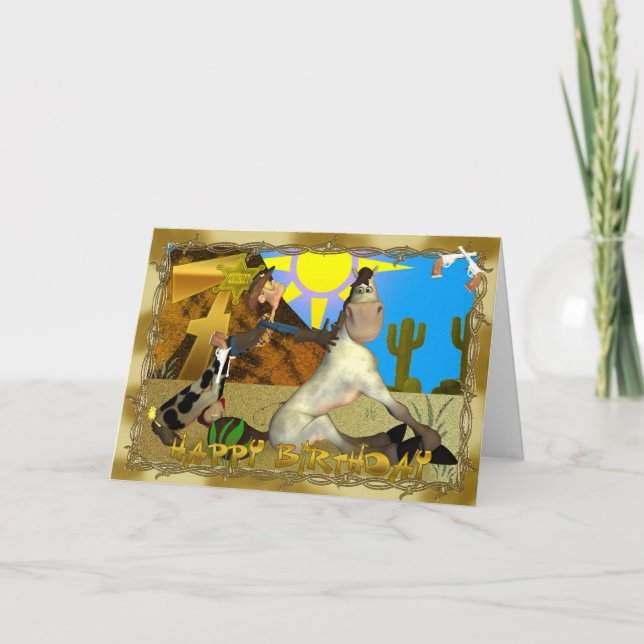 Feliz cartão de aniversário do Cowboy (Frente)