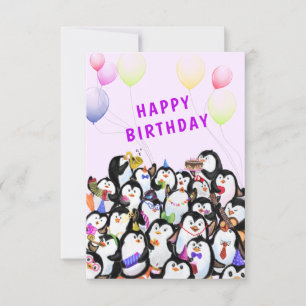 Feliz Cartão de Aniversário do Partido Pinguim Eng