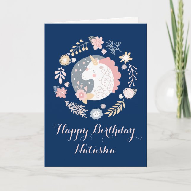 Feliz Cartão de Aniversário do Unicorn (Frente)