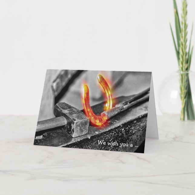 Feliz Cartão de Aniversário: Ferradura brilhante (Frente)