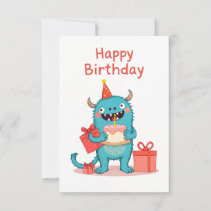 Feliz cartão de aniversário monstro