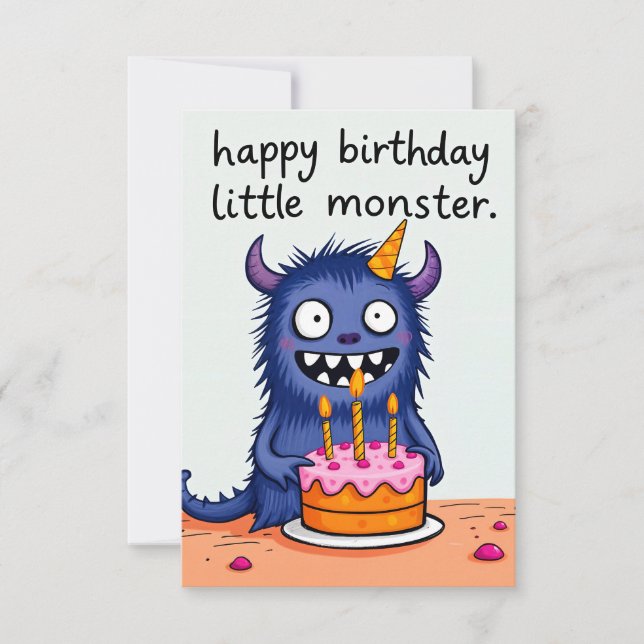 Feliz cartão de aniversário monstro (Frente)