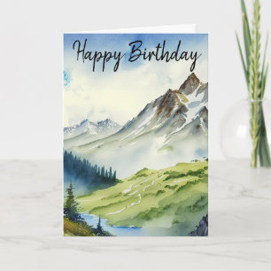 Feliz Cartão De Aniversário Para Ele, Montanhas De