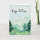 Feliz Cartão De Aniversário Para Ele, Montanhas Wa<br><div class="desc">Feliz Cartão De Aniversário Para Ele,  Montanhas Watercolor.</div>