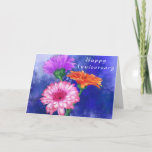 Feliz Cartão de Aniversário Três Cor Gerberas<br><div class="desc">Placas de Aniversário Feliz,  Gerberas de Três Cores,  MIGNED Watercolor Painting - Personalizável</div>