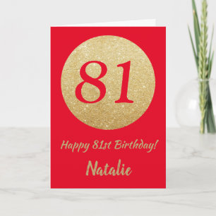 Feliz Cartão de Aniversário Vermelho e Dourado de