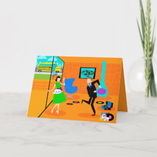 Feliz cartão de Boas Festas para Pais Retrô