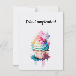 Feliz Cartão De Cupcake De Aniversário Em Espanhol