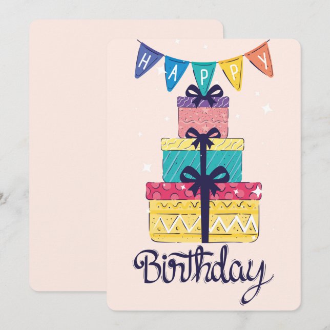 Feliz Cartão de Férias de Aniversário (Frente/Verso)