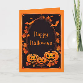 Feliz Cartão de Frame Laranja e Preto do Halloween