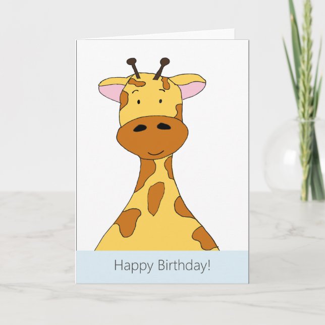 Feliz Cartão de Girafa de Aniversário (Frente)